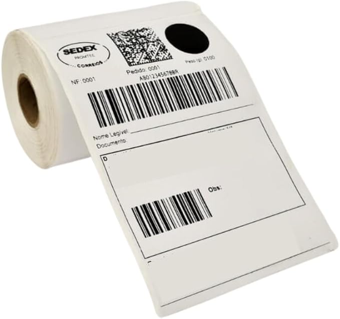 Rolos Etiqueta 10x15 100x150 Térmica Serrilha Zebra Elgin - Imagem 8